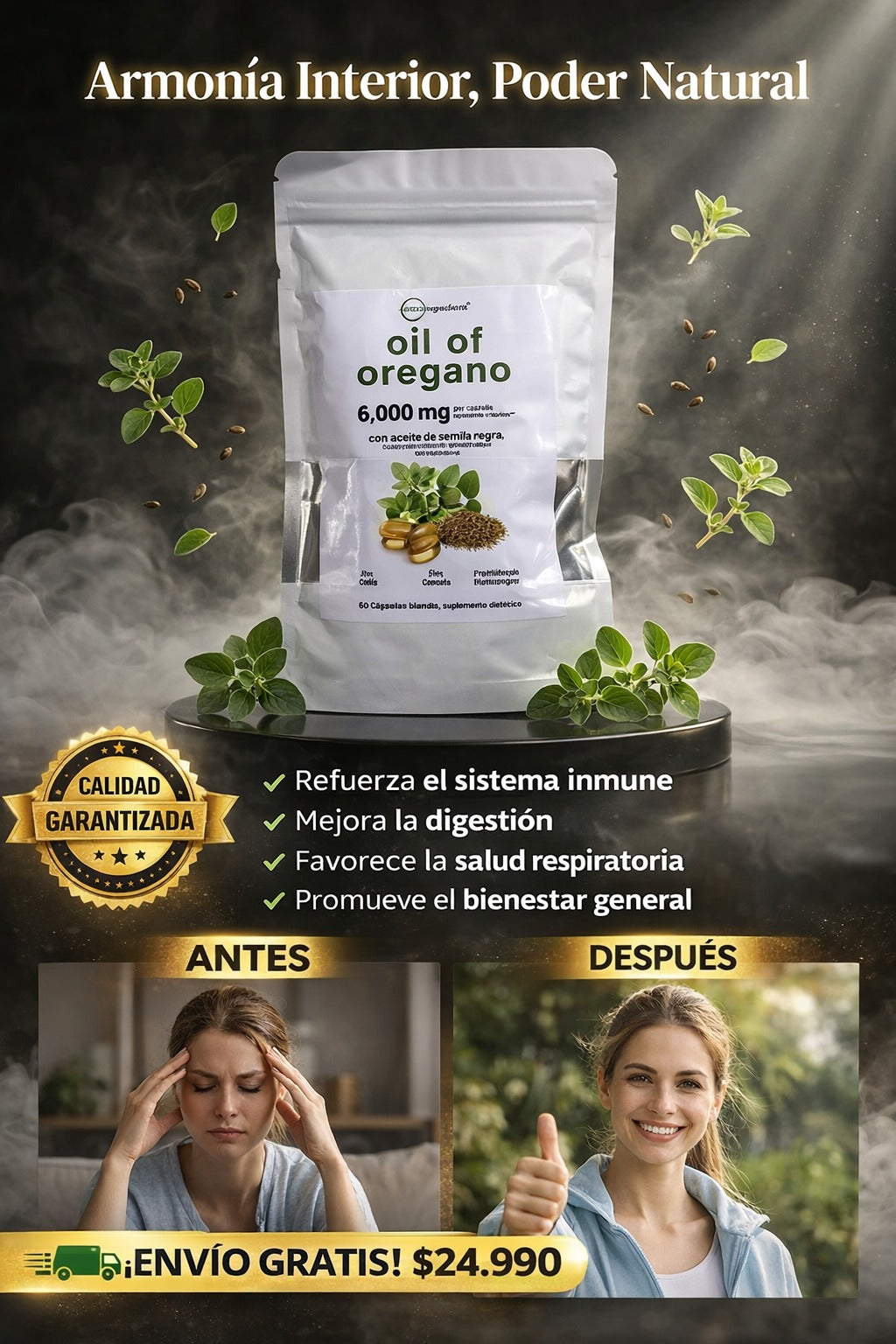 Aceite de Orégano 6000mg 🌿60 Cápsulas
